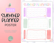 Load image into Gallery viewer, Kids Summer Calendar 2023 | Summer Poster, Summer Countdown, Printable Planner &amp; Checklist | Pastel Rainbow
