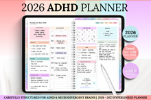 Load image into Gallery viewer, 2026 ADHD Daily Planner, COLORFUL GoodNotes Digital Planner for Neurodivergents, Brain Dump, iPad to do list, cleaning, Smart Apple Links (Copy)
