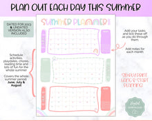 Load image into Gallery viewer, Kids Summer Calendar 2023 | Summer Poster, Summer Countdown, Printable Planner &amp; Checklist | Pastel Rainbow

