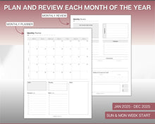 Load image into Gallery viewer, 2025 Dated Printable Planner | Daily, Weekly, Monthly Pages, Calendar, To Do List Printable Inserts
