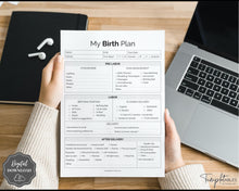 Load image into Gallery viewer, Printable Birth Plan Template | Birth Preferences, Birthing Plan Checklist, Pregnancy Planner, Natural Birth &amp; Hypnobirthing | Mono
