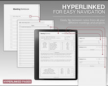Load image into Gallery viewer, Kindle Scribe Meeting Notes templates | Meeting Minutes, Meeting Agenda, Meeting Note taking template, Project planner, Task List, Kindle Scribe Planner
