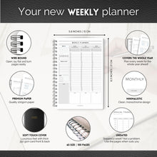 Load image into Gallery viewer, Weekly &amp; Hourly Planner Organizer | Weekly Schedule, To Do List, Productivity Planner &amp; Time Management | A5 Mono
