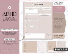 Load image into Gallery viewer, Ultimate ADHD Planner Bundle | Printable ADHD Neurodivergent Daily Life Planner, Fitness, Goal, Finances &amp; Budget, Self Care Planner | Lux
