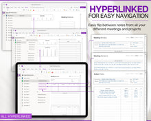 Load image into Gallery viewer, OneNote Meeting Notes Template | Editable Meeting Minutes, Digital OneNote Planner, Business Project Record | Perfect for Agenda &amp; Note Taking
