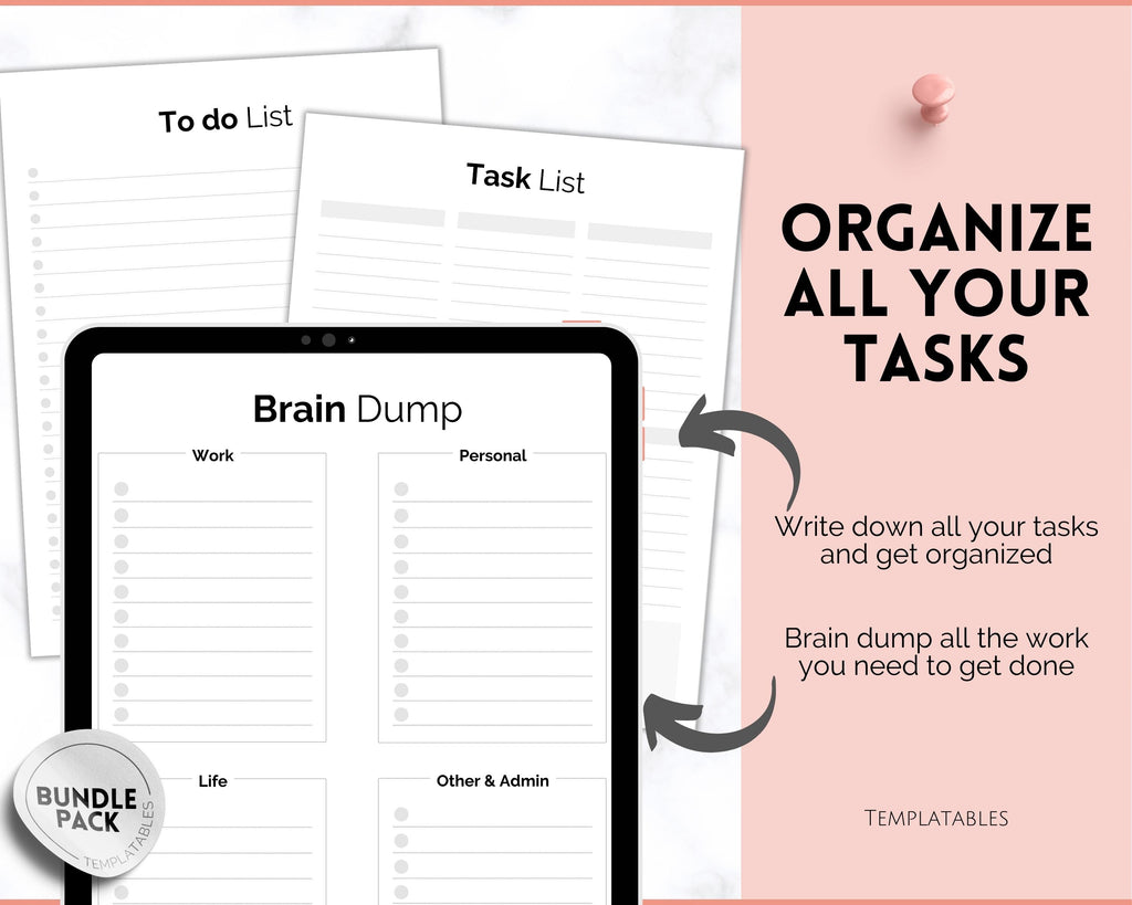 Task Triage: Prioritize with To-Do List & Brain Dump Digital Templates