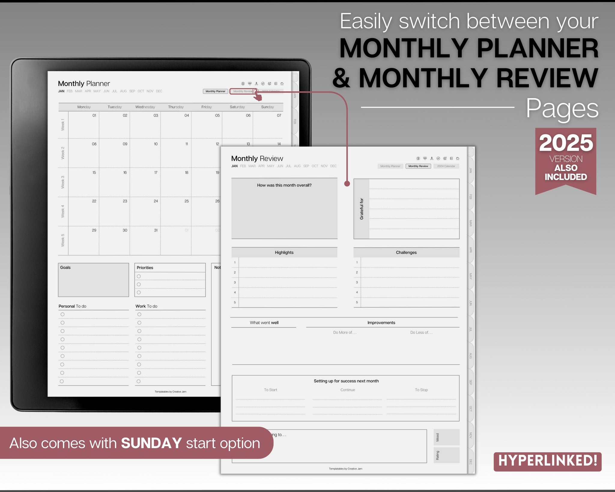 2025 Monthly Planner for Kindle Scribe Monthly Calendar 2025