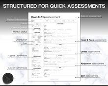 Load image into Gallery viewer, Head to toe Assessment Sheet | includes Head-to-toe Assessment Guide, Nursing Study Guide, Nurse Report, Nursing Student Notes &amp; Nclex Care Plan | Pastel
