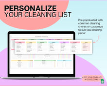 Load image into Gallery viewer, EDITABLE Cleaning Schedule Spreadsheet | Includes Cleaning Planner, Cleaning Checklist, Weekly House Chores &amp; Adhd Cleaning Clean Home | Colorful
