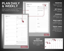 Load image into Gallery viewer, 2025 Daily Planner for the reMarkable | Hyperlinked Digital Planner with templates for reMarkable tablets, Calendar &amp; Task List Planner | Minimalist
