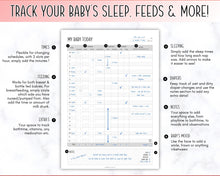 Load image into Gallery viewer, Printable Baby Daily Log | Includes Baby Care Log, Baby Tracker, Baby Journal, Bonus Baby Schedule, Printable Infant Daily Log for Newborn |Pumping, Nanny &amp; Feeding
