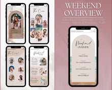 Load image into Gallery viewer, Bachelorette Itinerary Template: Personalize with our Canva Template | Mobile Itnierary for Weekend Girls Trips
