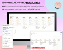 Load image into Gallery viewer, Meal Planner Notion Template | Digital Recipe Manager, Grocery List &amp; Recipe Book
