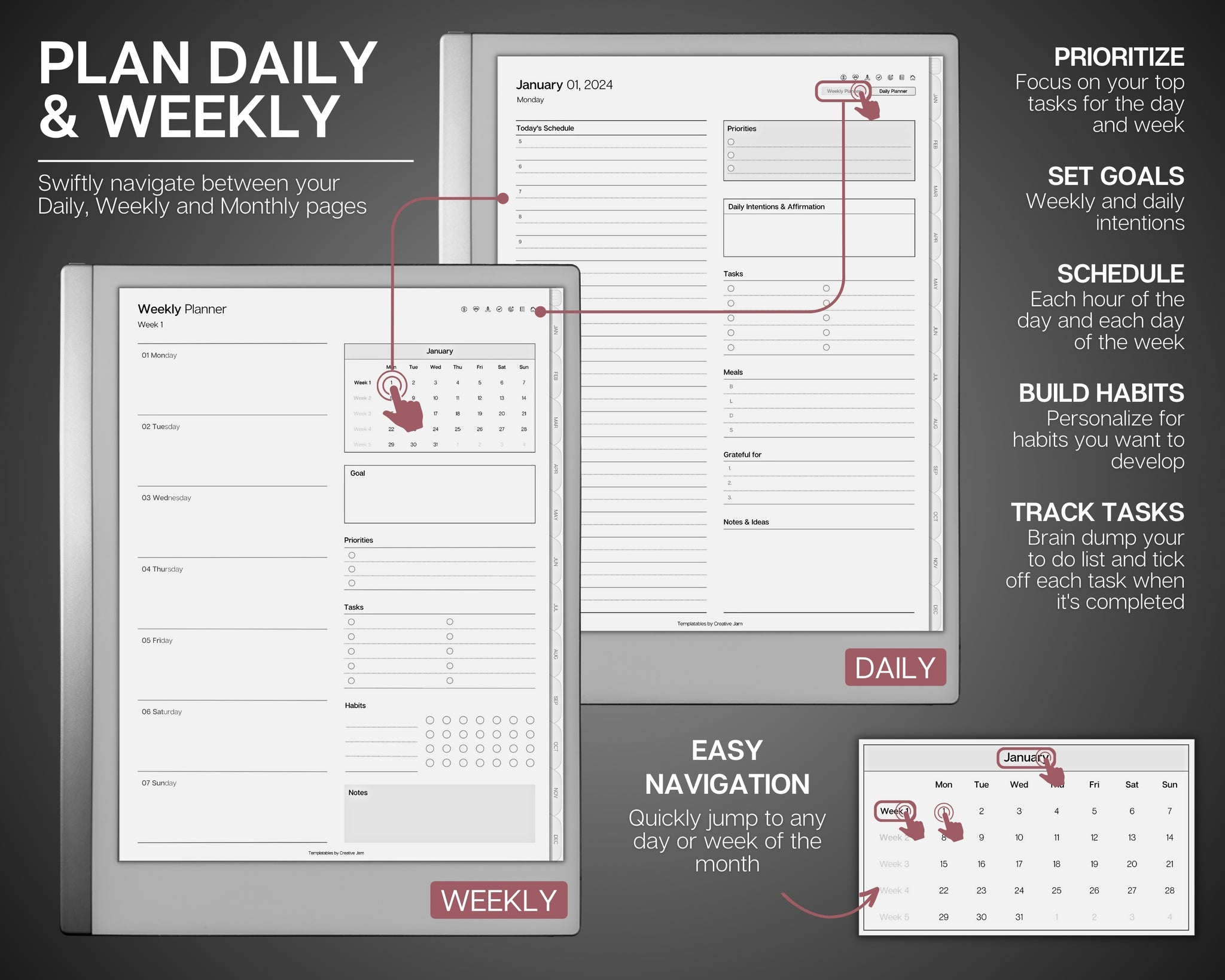 Ultimate 2024 reMarkable 2 Daily Planner | 2024 Digital Life Planner