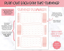 Load image into Gallery viewer, Kids Summer Calendar 2023 | Summer Poster, Summer Countdown, Printable Planner &amp; Checklist | Pink
