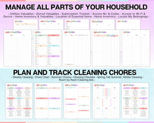 Load image into Gallery viewer, The Colorful Home Management Binder Bundle! includes 170pg Household Planner for Cleaning, Emergency, Budget, Meal planners &amp; checklists, Life Binder
