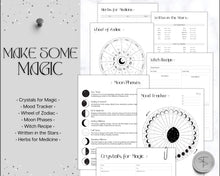 Load image into Gallery viewer, 2024 Printable Witch Planner | 2024 Witchy Journal, Moon Calendar, Tarot Journal, Spell Book, Grimoire, Witchcraft, Witchy stuff &amp; Goth Witch Kit
