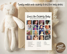 Load image into Gallery viewer, Guess the CELEBRITY Baby | Baby Shower Games &amp; Printable Baby Shower Template | Gender Neutral, Minimalist, Woodland Theme &amp; Whos that baby

