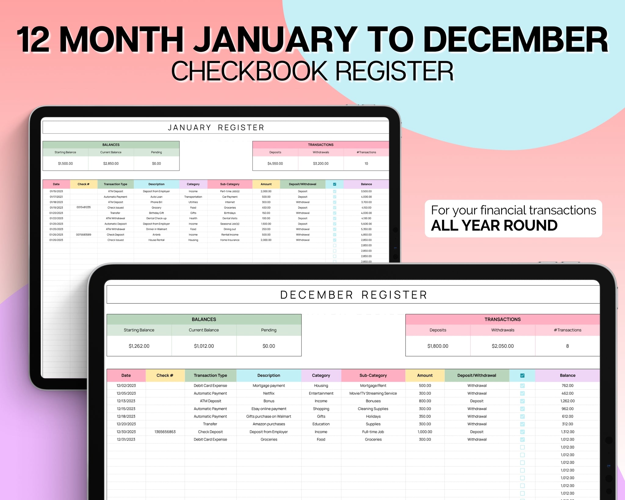 Check Spreadsheet Checkbook Register Spreadsheet | Google Sheets Register