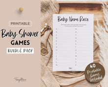 Load image into Gallery viewer, 40 Baby Shower Games Printable BUNDLE | Gender Neutral Baby Shower Activity for Woodland, Boho, Neutral Theme Baby Showers
