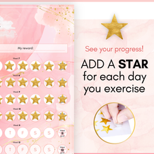 Load image into Gallery viewer, 3-Month Fitness Tracker with Gold Stars to Track Daily Workouts | Pink A4

