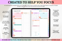Load image into Gallery viewer, 2026 ADHD Daily Planner, COLORFUL GoodNotes Digital Planner for Neurodivergents, Brain Dump, iPad to do list, cleaning, Smart Apple Links (Copy)
