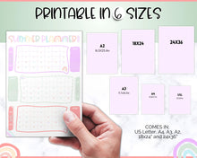 Load image into Gallery viewer, Kids Summer Calendar 2023 | Summer Poster, Summer Countdown, Printable Planner &amp; Checklist | Pastel Rainbow
