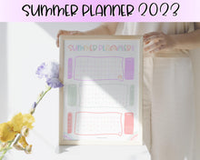 Load image into Gallery viewer, Kids Summer Calendar 2023 | Summer Poster, Summer Countdown, Printable Planner &amp; Checklist | Pastel Rainbow
