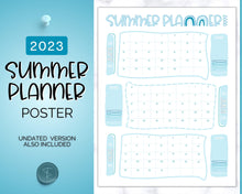 Load image into Gallery viewer, Kids Summer Calendar 2023 | Summer Poster, Summer Countdown, Printable Planner &amp; Checklist | Blue
