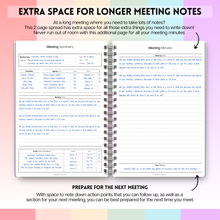 Load image into Gallery viewer, Meeting Minutes Note Taking Professional Notebook | Plan, Record and Track Actions from all your Important Meetings | A5
