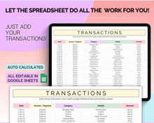 Load image into Gallery viewer, COLORFUL Budget Spreadsheet | Google Sheets Automated Budget Planner for Paychecks, Financial Planning and Savings | Rainbow
