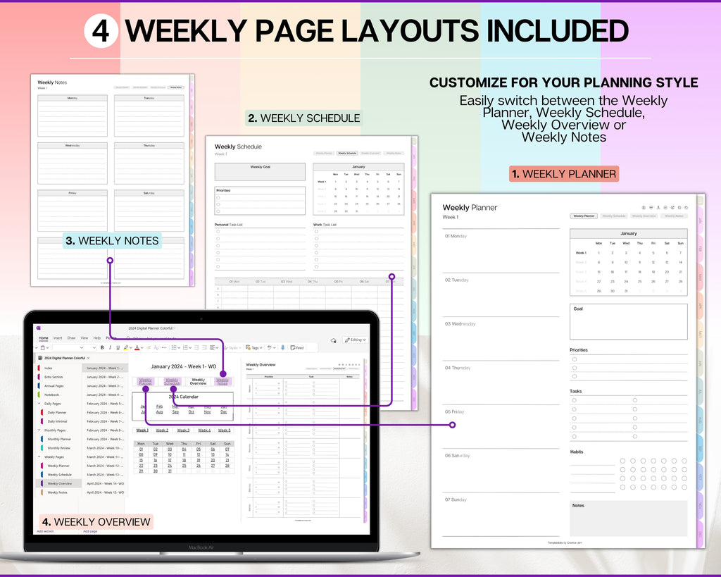 2024 OneNote Digital Planner | Daily, Weekly & Monthly Plannning!