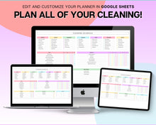 Load image into Gallery viewer, EDITABLE Cleaning Schedule Spreadsheet | Includes Cleaning Planner, Cleaning Checklist, Weekly House Chores &amp; Adhd Cleaning Clean Home | Colorful
