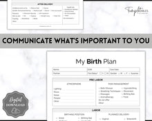 Load image into Gallery viewer, Printable Birth Plan Template | Birth Preferences, Birthing Plan Checklist, Pregnancy Planner, Natural Birth &amp; Hypnobirthing | Mono
