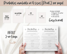 Load image into Gallery viewer, Pass the Prize Game | Includes Baby Shower Games, Printable Baby Shower Template, Pass the Gift Game, Gender Neutral &amp; Woodland Theme, Minimalist | Boho
