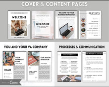 Load image into Gallery viewer, Editable Virtual Assistant Welcome Packet for VAs | Includes VA Client Onboarding, Business Plan, Invoice Price List, Social Media Manager, contract &amp; eBook Portfolio
