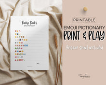 Load image into Gallery viewer, Printable Baby Emoji Game | Includes Emoji Pictionary Baby Shower Game, Baby Emoji Game &amp; Printable Baby Shower Games Template | Perfect for Minimalist | Boho | Woodland
