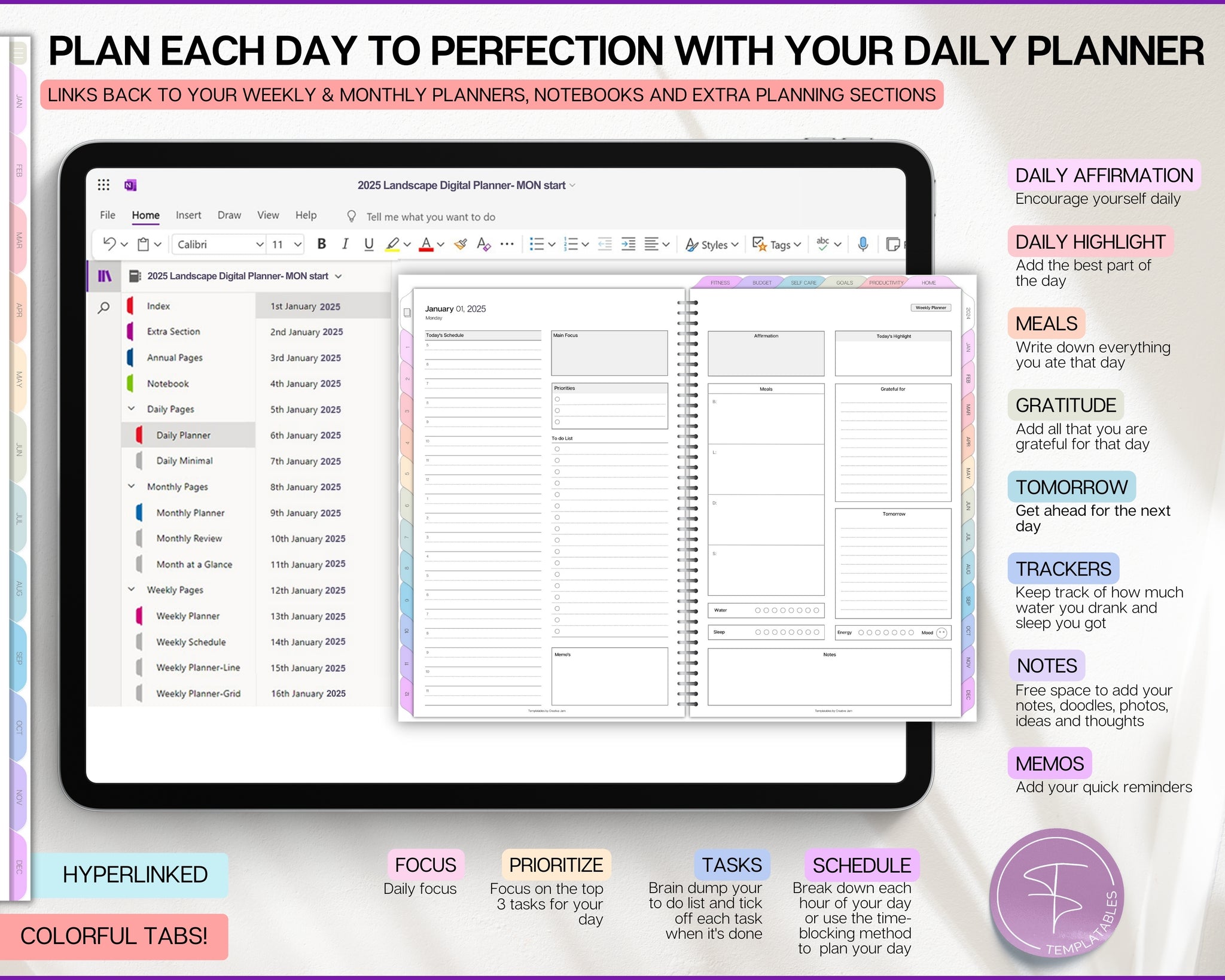 Colorful 2025 OneNote Planner | For Daily, Weekly & Monthly Planning!