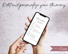 Load image into Gallery viewer, Editable Bachelorette Itinerary template | Editable Mobile Bachelorette Weekend Planner, Girls trip, Cowgirl, Winter, Disco &amp; Digital Canva template
