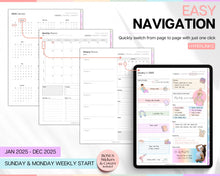 Load image into Gallery viewer, 2025 Ultimate Digital Planner | Daily, Weekly, Monthly Planner for iPad &amp; GoodNotes, That Girl Aesthetic | Colorful
