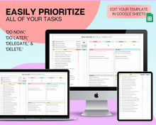 Load image into Gallery viewer, Decision Matrix Spreadsheet | Task Priority Tracker Template with Google Sheets Spreadsheet, Eisenhower Matrix, To Do List, Decision Maker &amp; Brain Dump | Colorful
