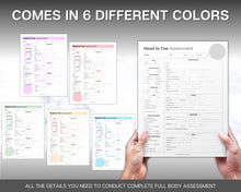 Load image into Gallery viewer, Head to toe Assessment Sheet | includes Head-to-toe Assessment Guide, Nursing Study Guide, Nurse Report, Nursing Student Notes &amp; Nclex Care Plan | Pastel
