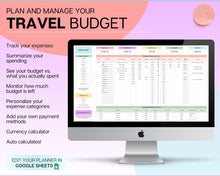 Load image into Gallery viewer, Digital Ultimate Travel Planner | Google Sheets Editable Travel Spreadsheet, Trip Expense Tracker, Packing List, Vacation Schedule | Rainbow
