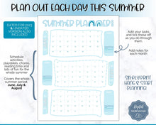 Load image into Gallery viewer, Kids Summer Calendar 2023 | Summer Poster, Summer Countdown, Printable Planner &amp; Checklist | Blue
