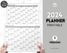 Load image into Gallery viewer, 2024 Wall Calendar Printable | Large Yearly 12 Month Calendar | Annual Year at a glance | Mono
