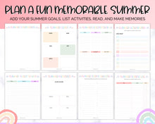 Load image into Gallery viewer, 2023 Summer Planner for Kids | Kids Summer Schedule, Activities, Printable Calendar &amp; Checklist Template | Pastel Rainbow
