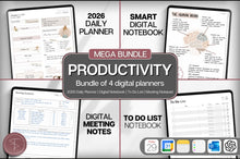 Load image into Gallery viewer, Productivity MEGA BUNDLE! 2026 Digital Planner Pack | Minimal Daily Planner, To Do List, Digital Notebook &amp; Meeting Notes, Smart Apple Links
