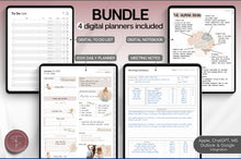 Load image into Gallery viewer, Productivity MEGA BUNDLE! 2026 Digital Planner Pack | Minimal Daily Planner, To Do List, Digital Notebook &amp; Meeting Notes, Smart Apple Links
