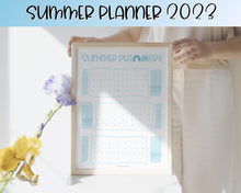 Load image into Gallery viewer, Kids Summer Calendar 2023 | Summer Poster, Summer Countdown, Printable Planner &amp; Checklist | Blue

