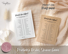 Load image into Gallery viewer, &#39;Would She Rather?&#39; Bridal Shower Game Printable
